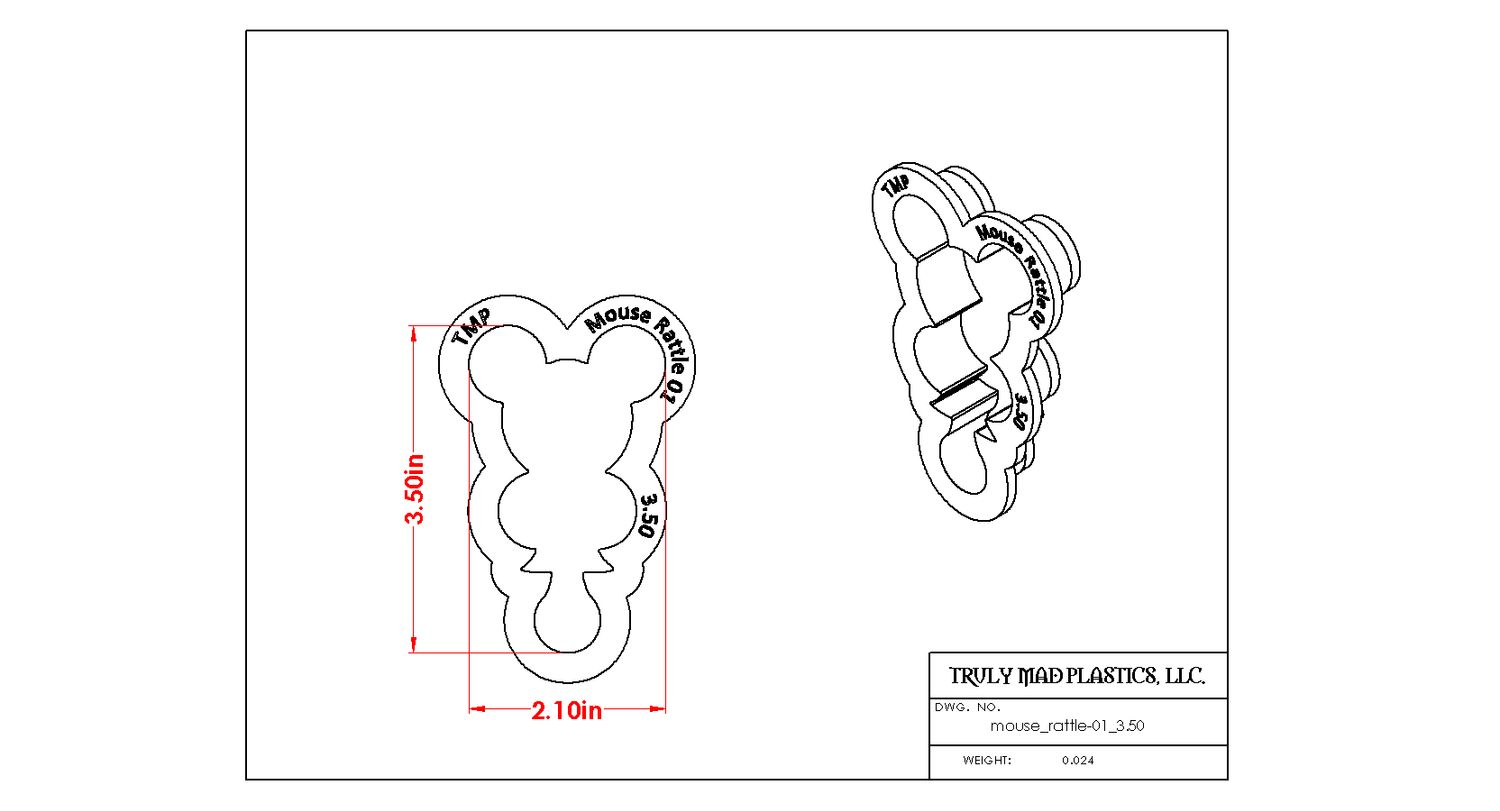 Mouse Rattle 01, Size: 3.50&quot;