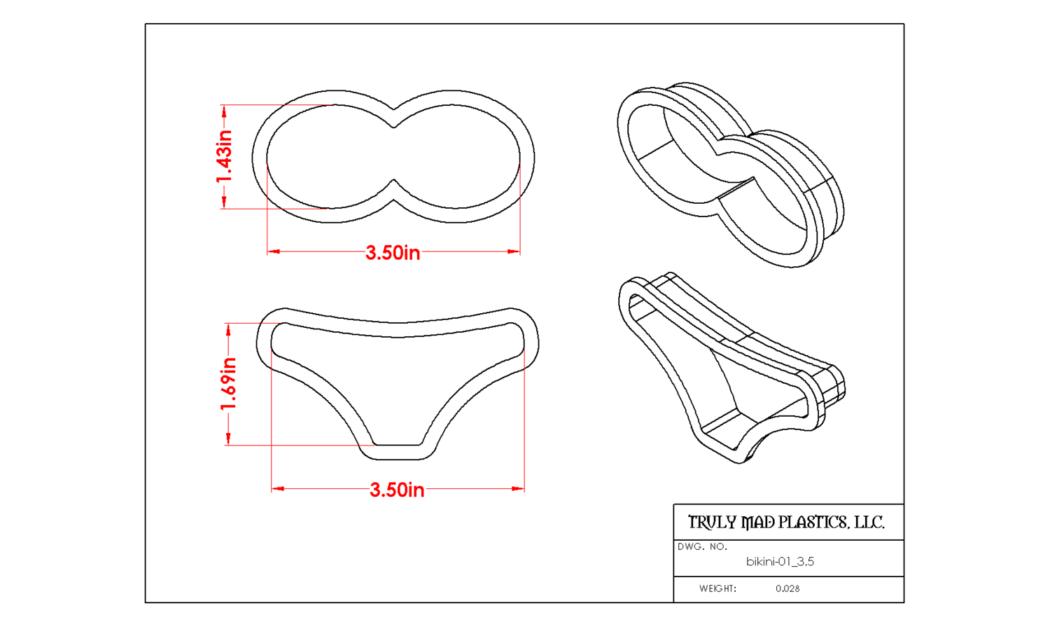 Bikini 01, Size: 3.50&quot;
