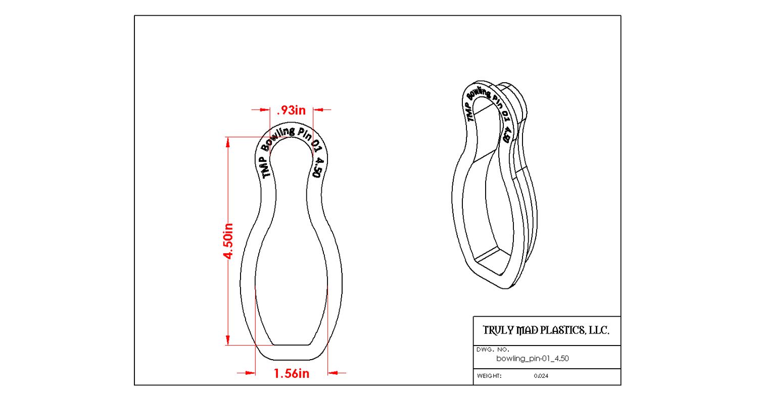 Bowling Pin 01, Size: 4.50&quot;