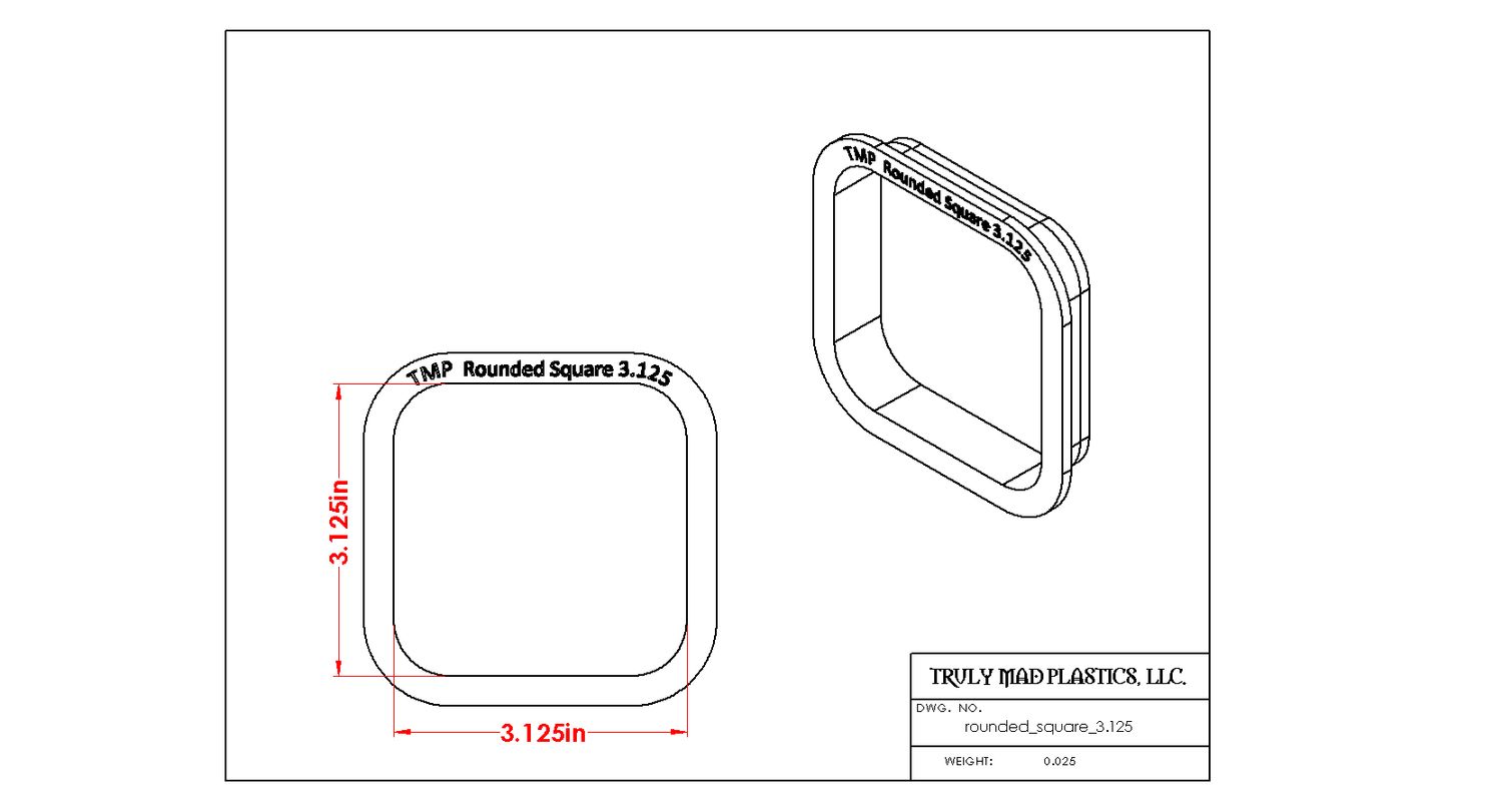 Rounded Square, Size: 3.125&quot;
