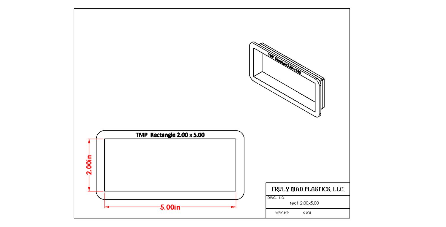 Rectangle 2.00&quot; x 5.00&quot;