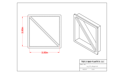 Square 3.5" with Diagonal