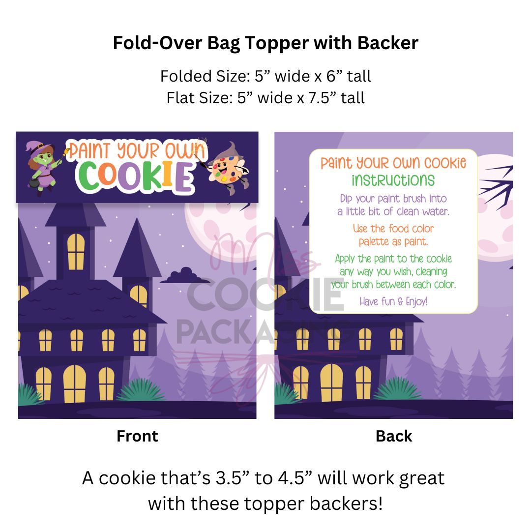 Fold-Over Topper/Backer Haunted House PYO Cookie Instructions, Qty: 10 pack