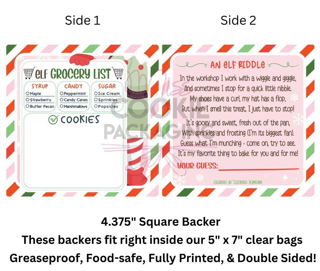 Greaseproof Backer / Elf Grocery List (10 pack)