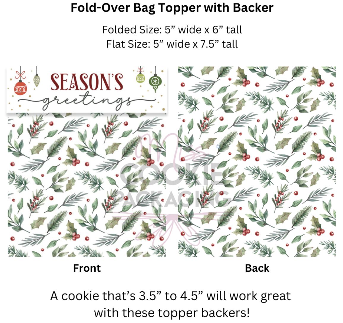 Fold-Over Topper/Backer Seasons Greatings, Qty: 10 pack