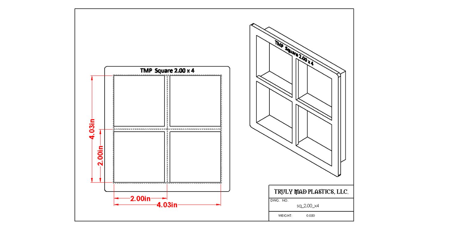 Square 2.00&quot; (Cuts 4)