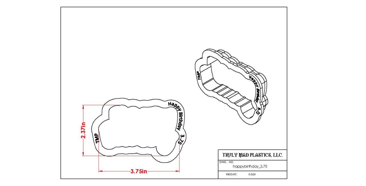 Happy Birthday, Size: 3.75&quot;
