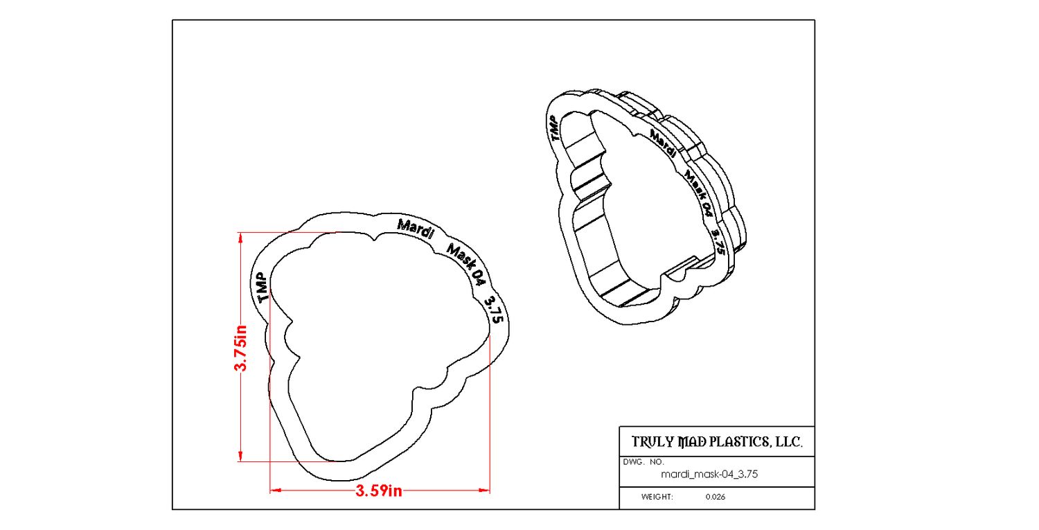 Mardi Mask 04 Smile, Size: 3.75"