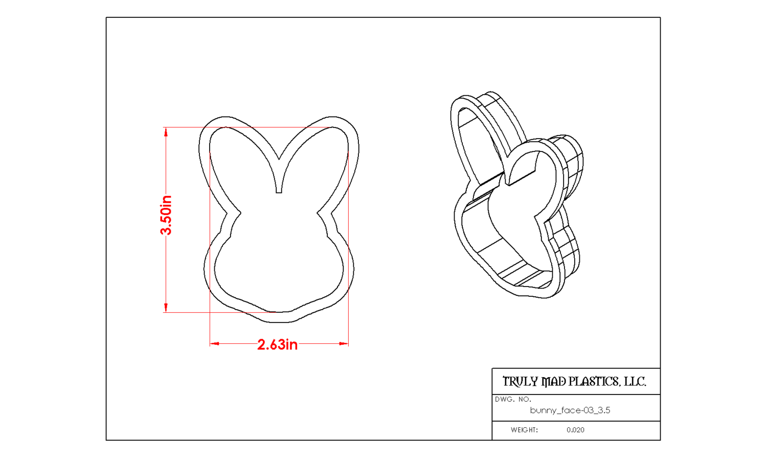Bunny Face 03, Size: 3.5&quot;