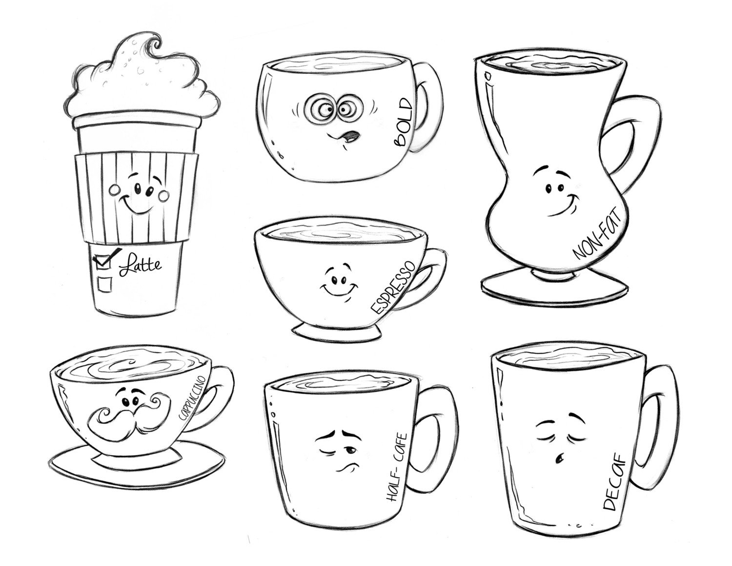Drawn Coffee Set (7 cutters)