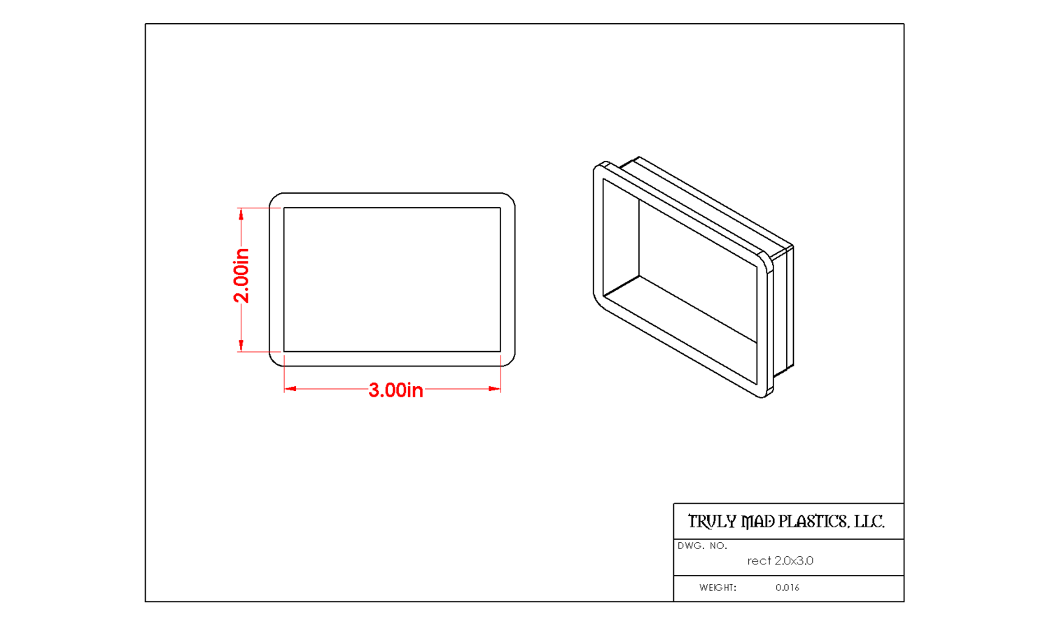 Rectangle 2.00&quot; x 3.00&quot;