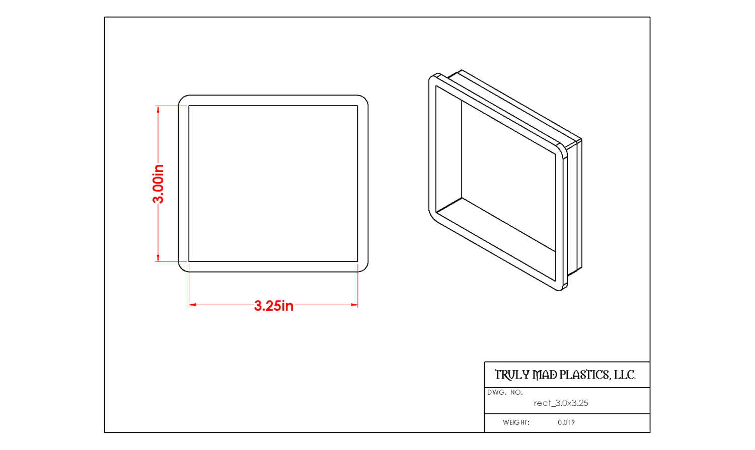 Rectangle 3.00&quot; x 3.50&quot;