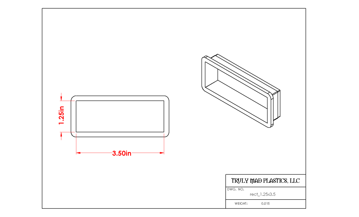 Rectangle 1.25&quot; x 3.50&quot;