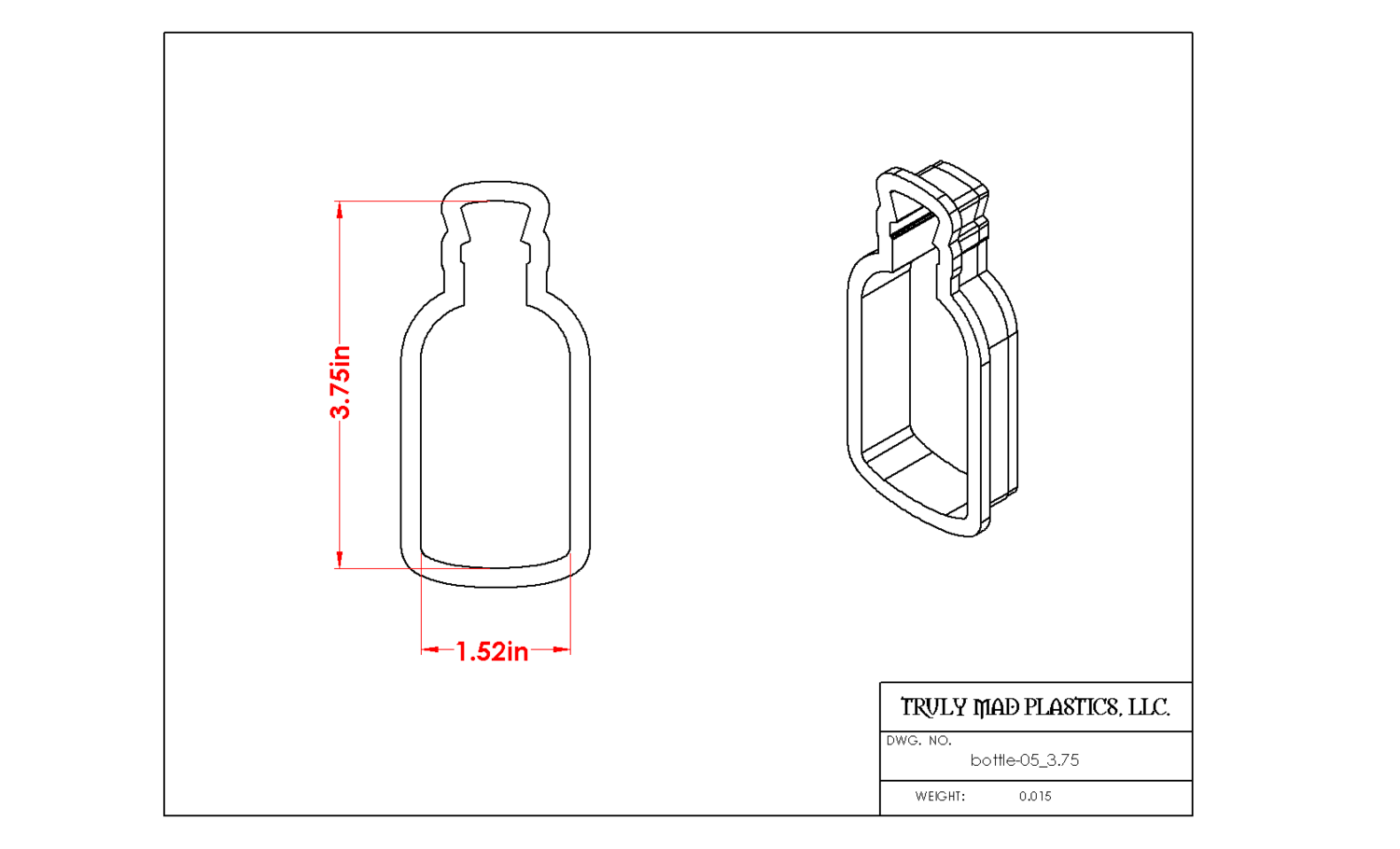 Bottle 05, Size: 3.75&quot;