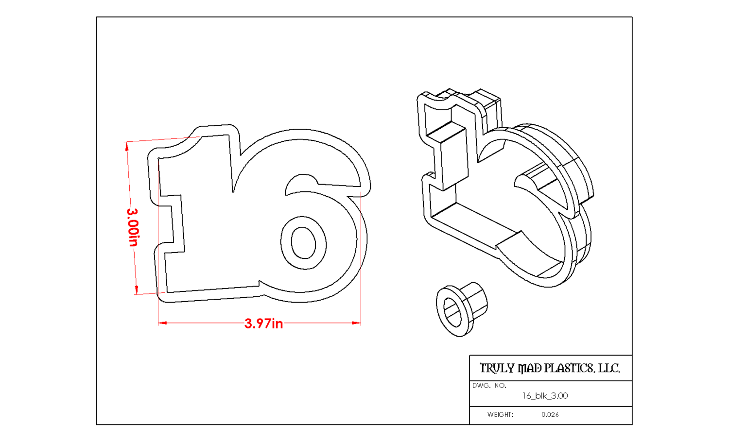 16 Combine (Block), Size: 3.00&quot; tall
