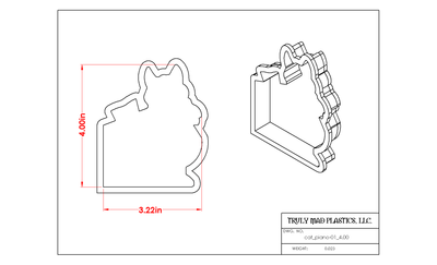 Cat with Piano 01, Size: 4.00&quot;