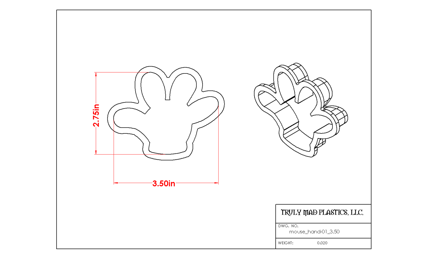 Mouse Hand 01, Size: 3.50&quot;