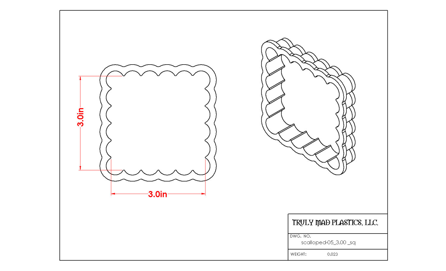 Scalloped 05 Plaque Sq. (3&quot;)