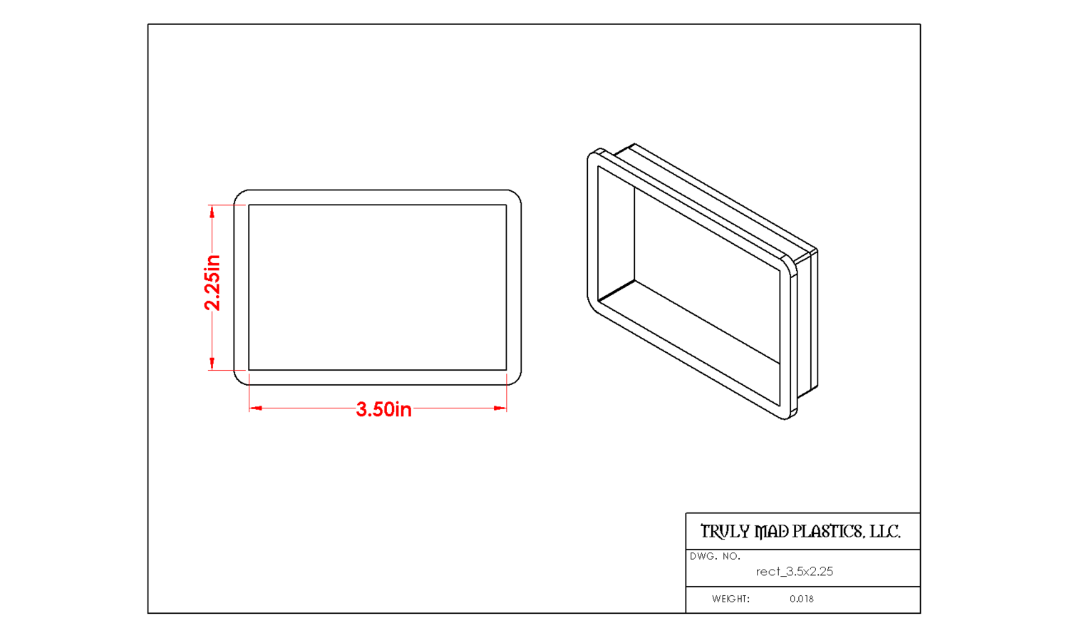 Rectangle 3.50&quot; x 2.25&quot;