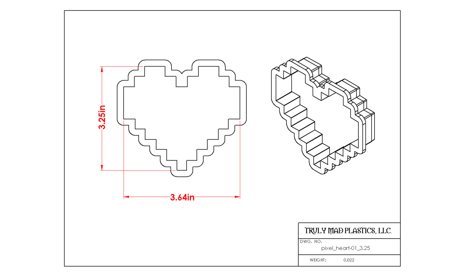 Pixel Heart 01 (3.25" tall)