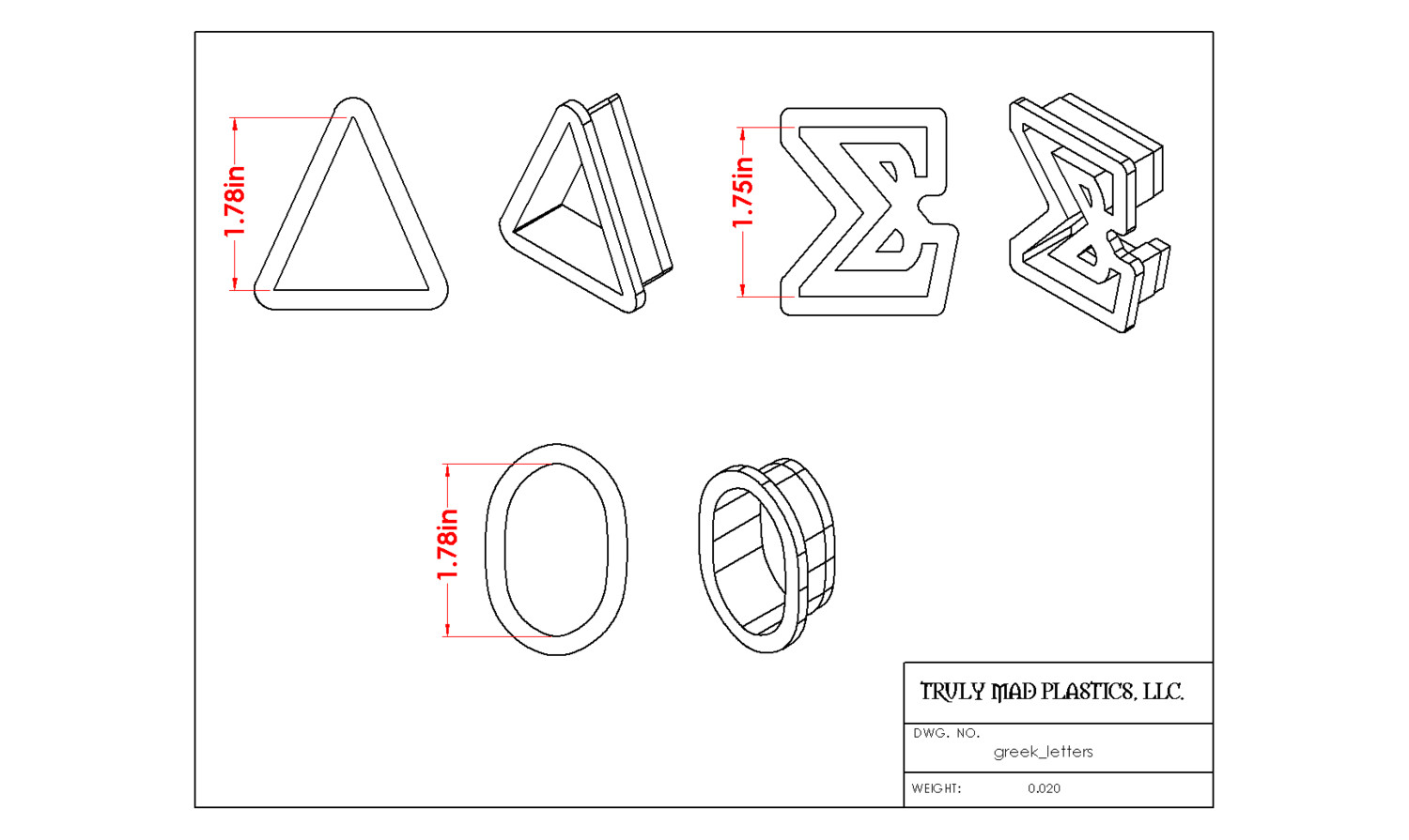 Delta 01, Sigma 01, Theta 01, (3 Cutters)