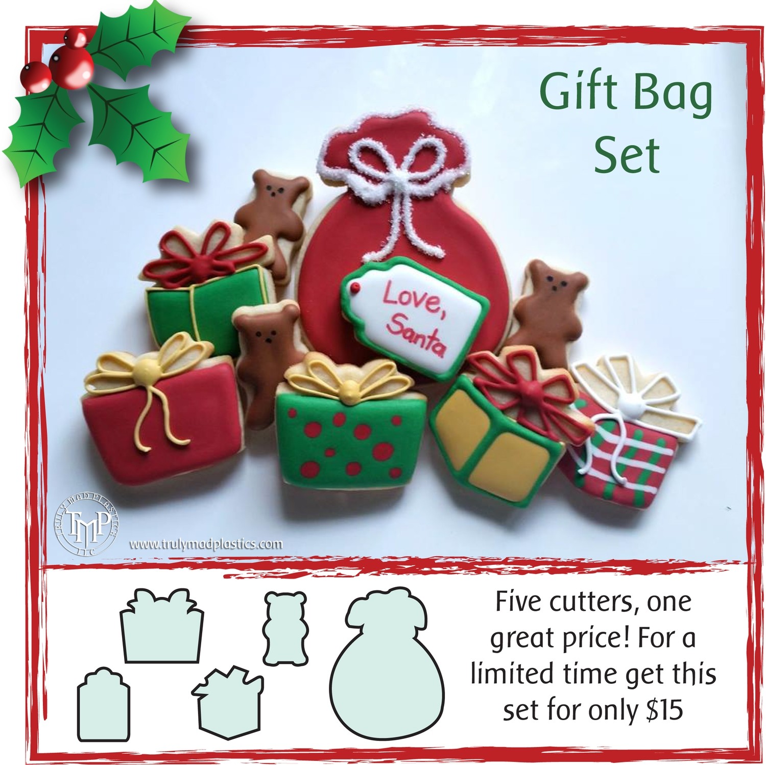 Christmas Gift Bag Set (Santa Sack, mini gift box 01, mini gift box 02, mini gift tag, mini bear 04_1.50)