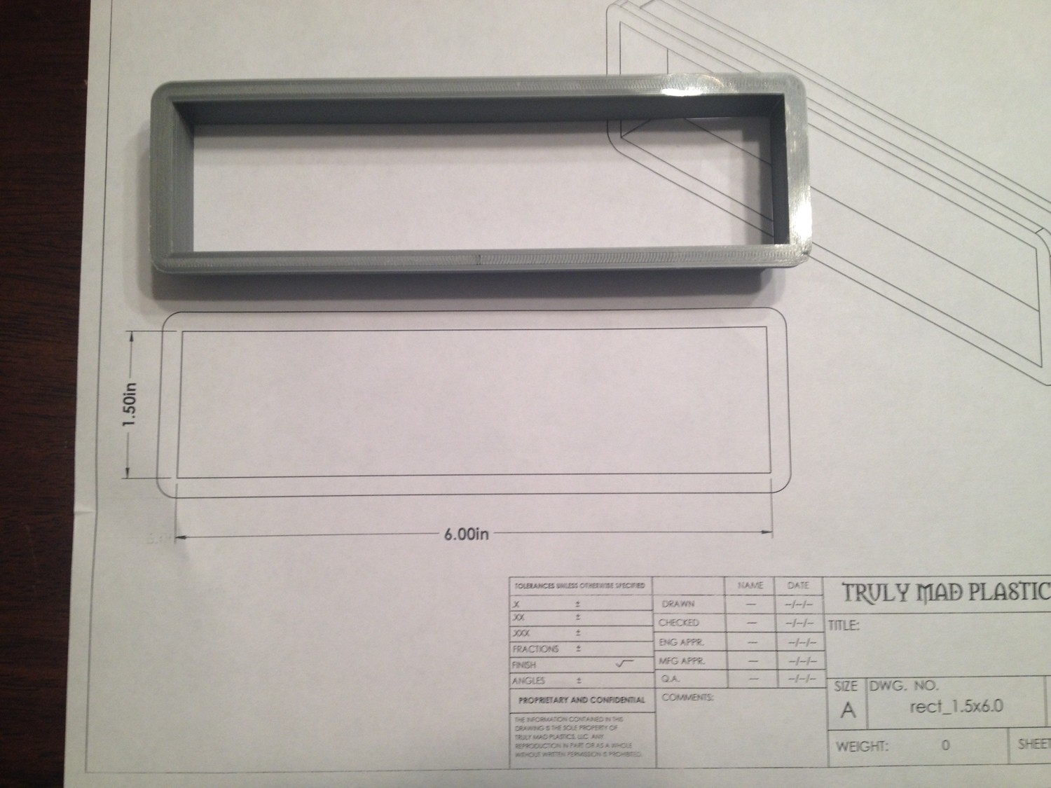 Rectangle 1.50&quot; x 6.00&quot;