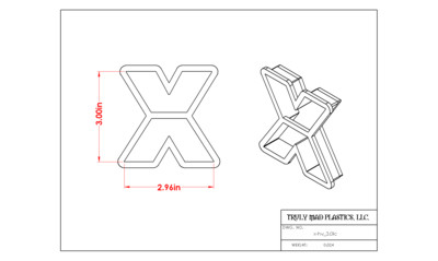 Helvetica &quot;x&quot; lower case 3.0&quot;