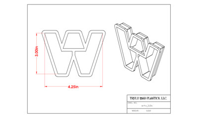 Helvetica &quot;w&quot; lower case 3.0&quot;