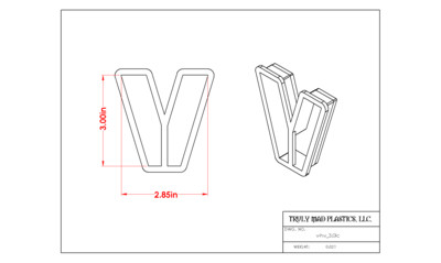 Helvetica &quot;v&quot; lower case 3.0&quot;