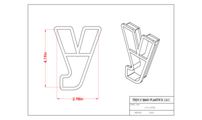 Helvetica &quot;y&quot; lower case 3.0&quot;