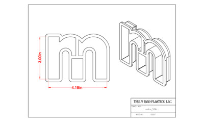 Helvetica &quot;m&quot; lower case 3.0&quot;