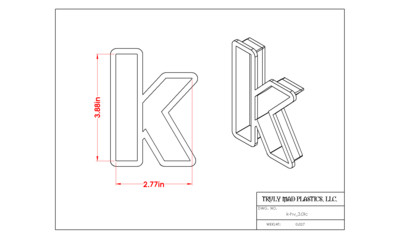 Helvetica &quot;k&quot; lower case 3.0&quot;