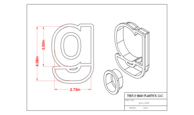 Helvetica &quot;g&quot; lower case 3.0&quot;