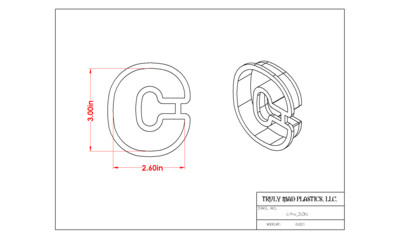 Helvetica &quot;c&quot; lower case 3.0&quot;