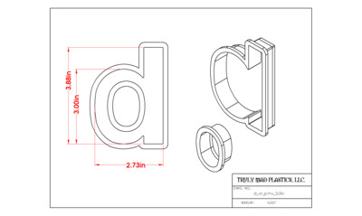 Helvetica &quot;d or p&quot; lower case 3.0&quot;