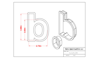 Helvetica &quot;b or q&quot; lower case 3.0&quot;