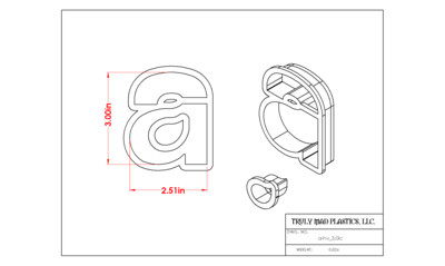 Helvetica &quot;a&quot; lower case 3.0&quot;