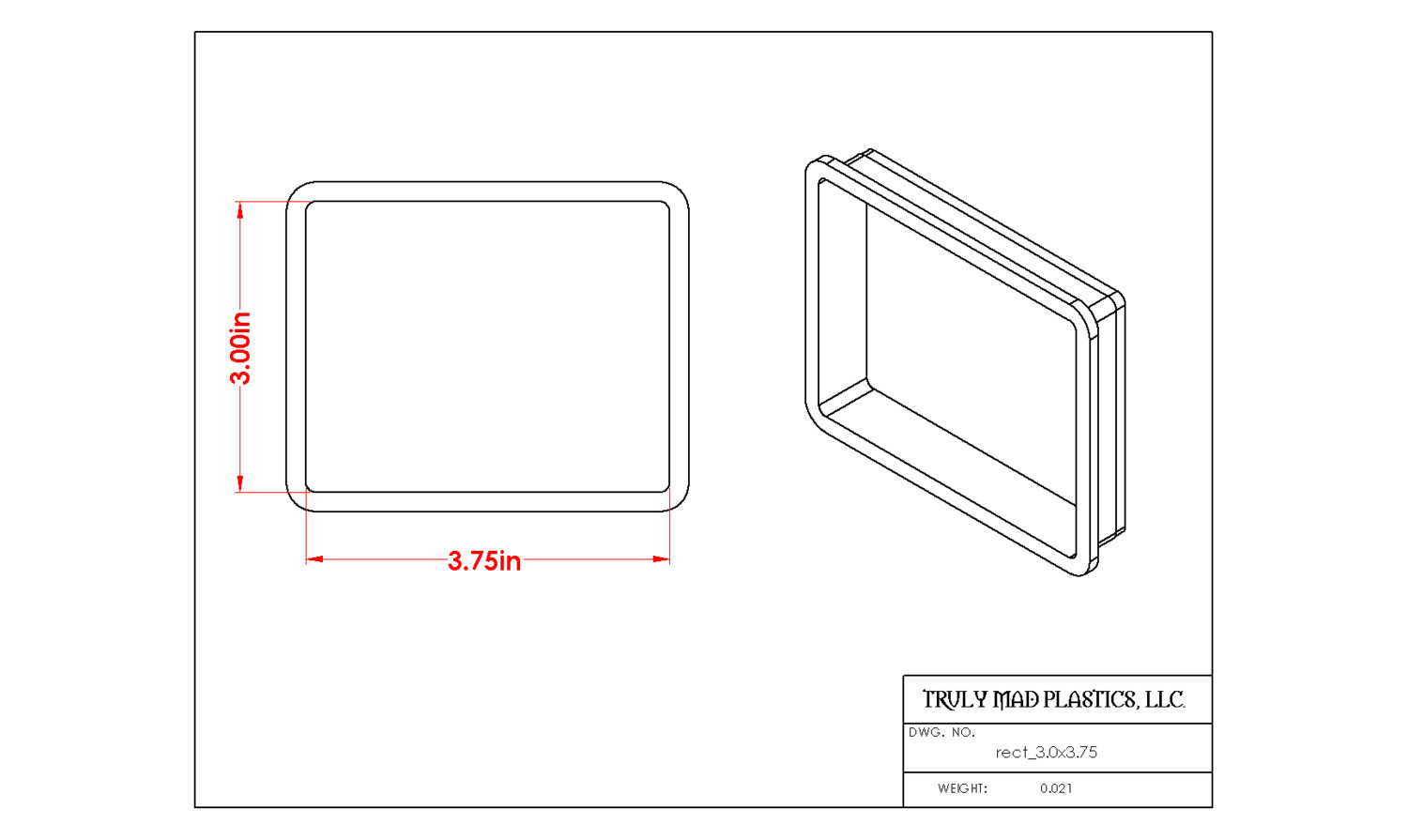 Rectangle 3.00&quot; x 3.75&quot;