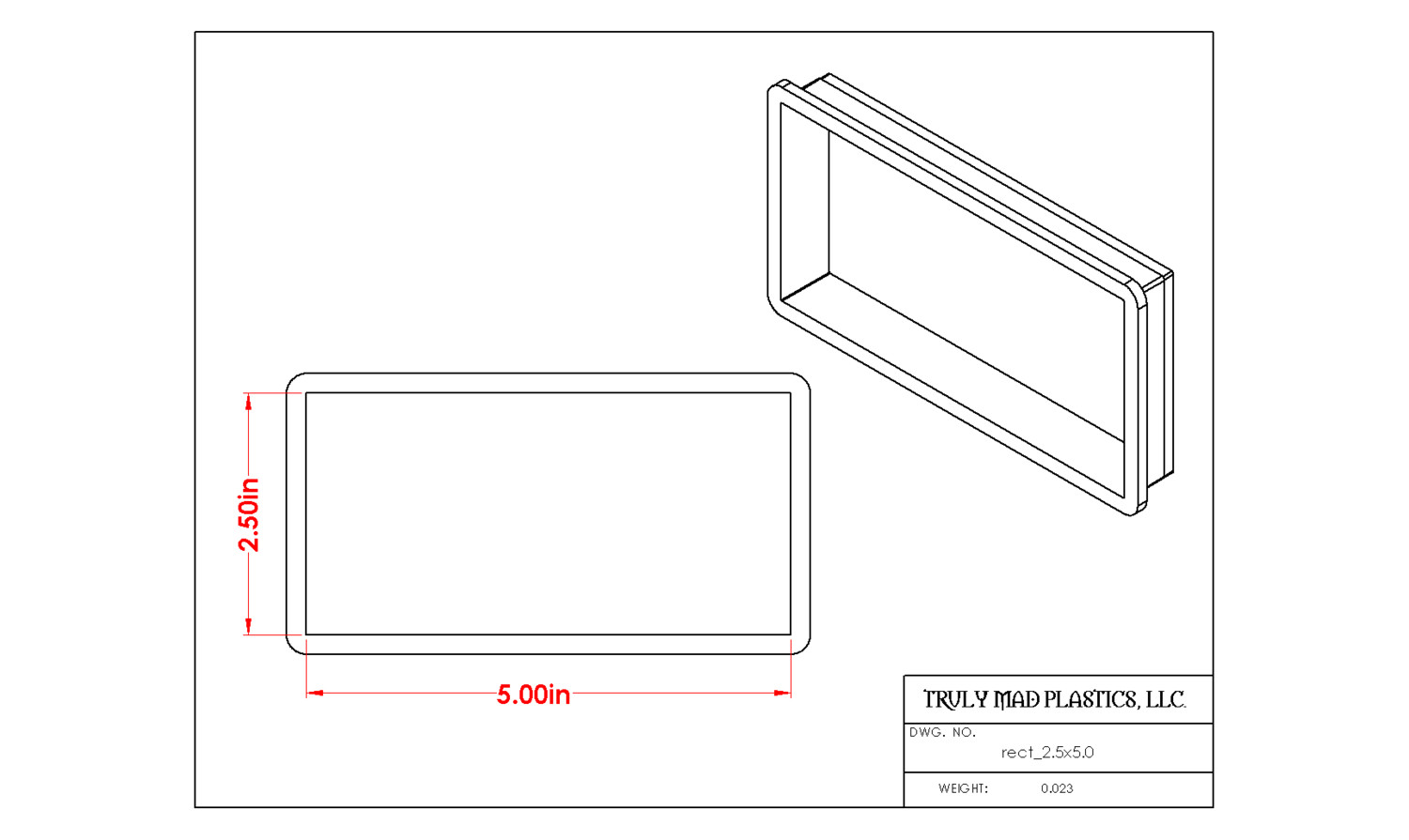 Rectangle 2.50&quot; x 5.00&quot;
