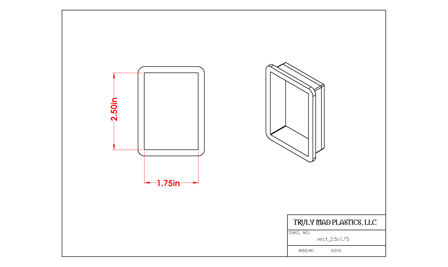 Rectangle 2.50&quot; x 1.75&quot;