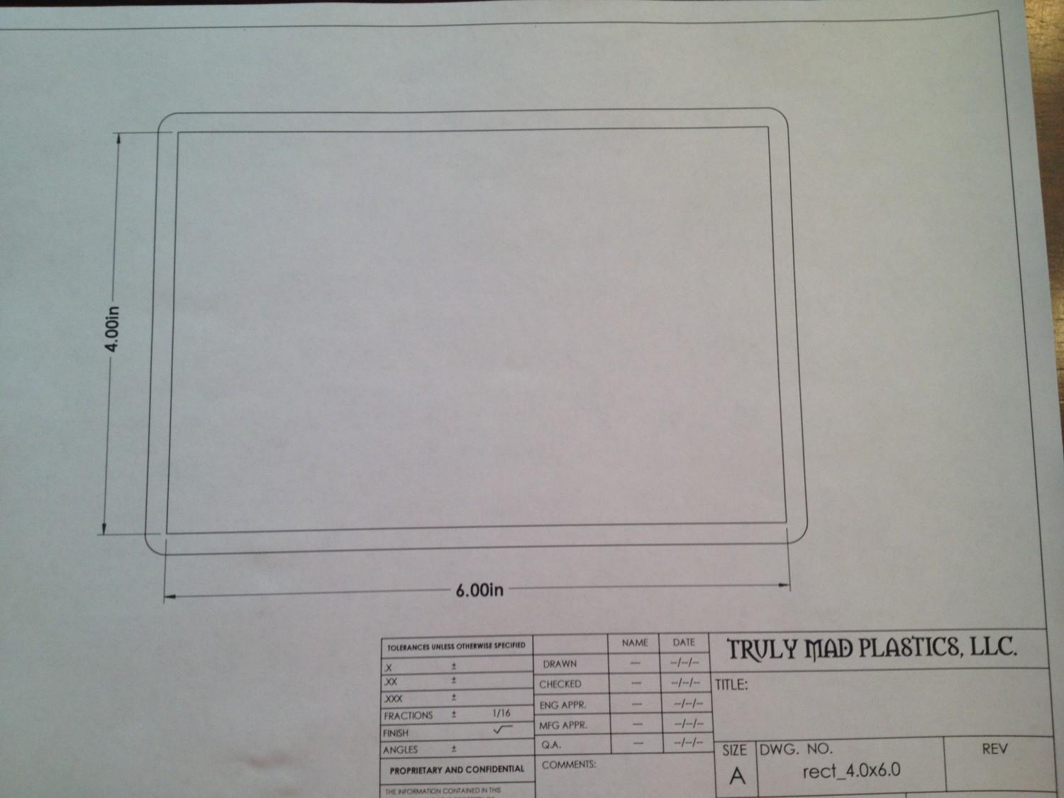 Rectangle 4.00&quot; x 6.00&quot;