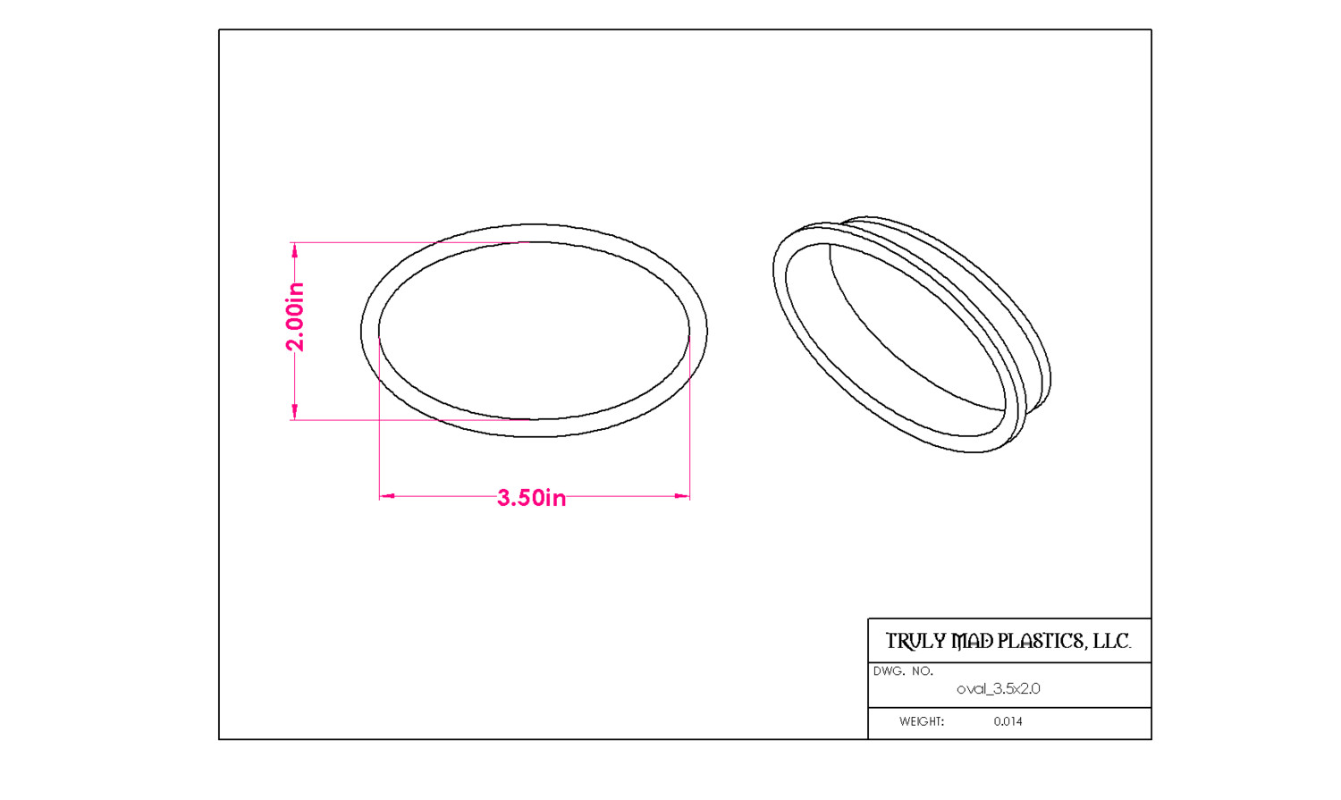 Oval 3.5 x 2.0