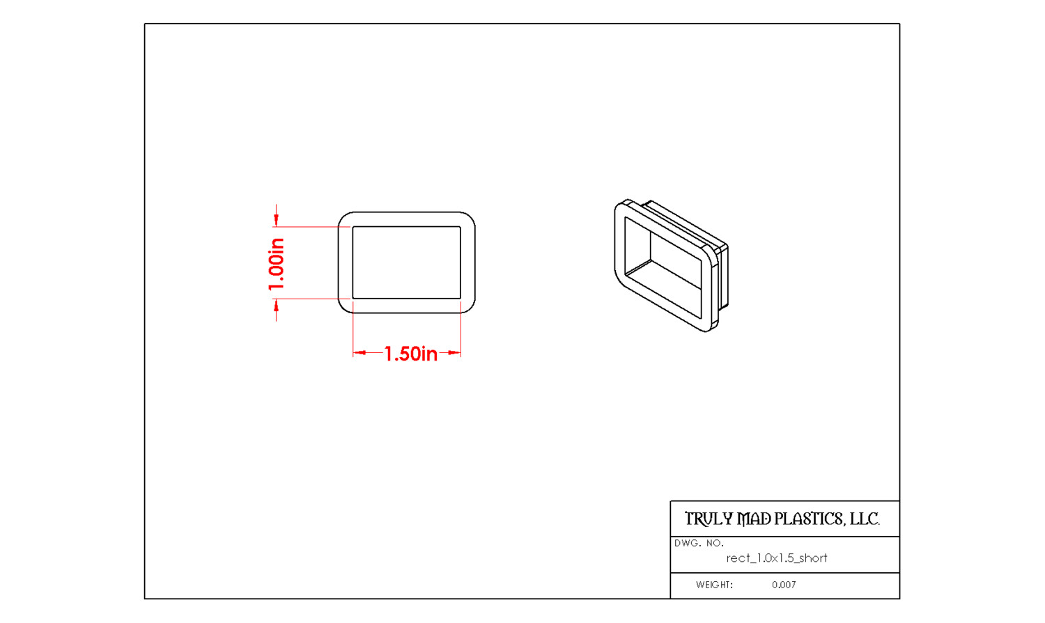 Rectangle 1.00&quot; x 1.50&quot; short
