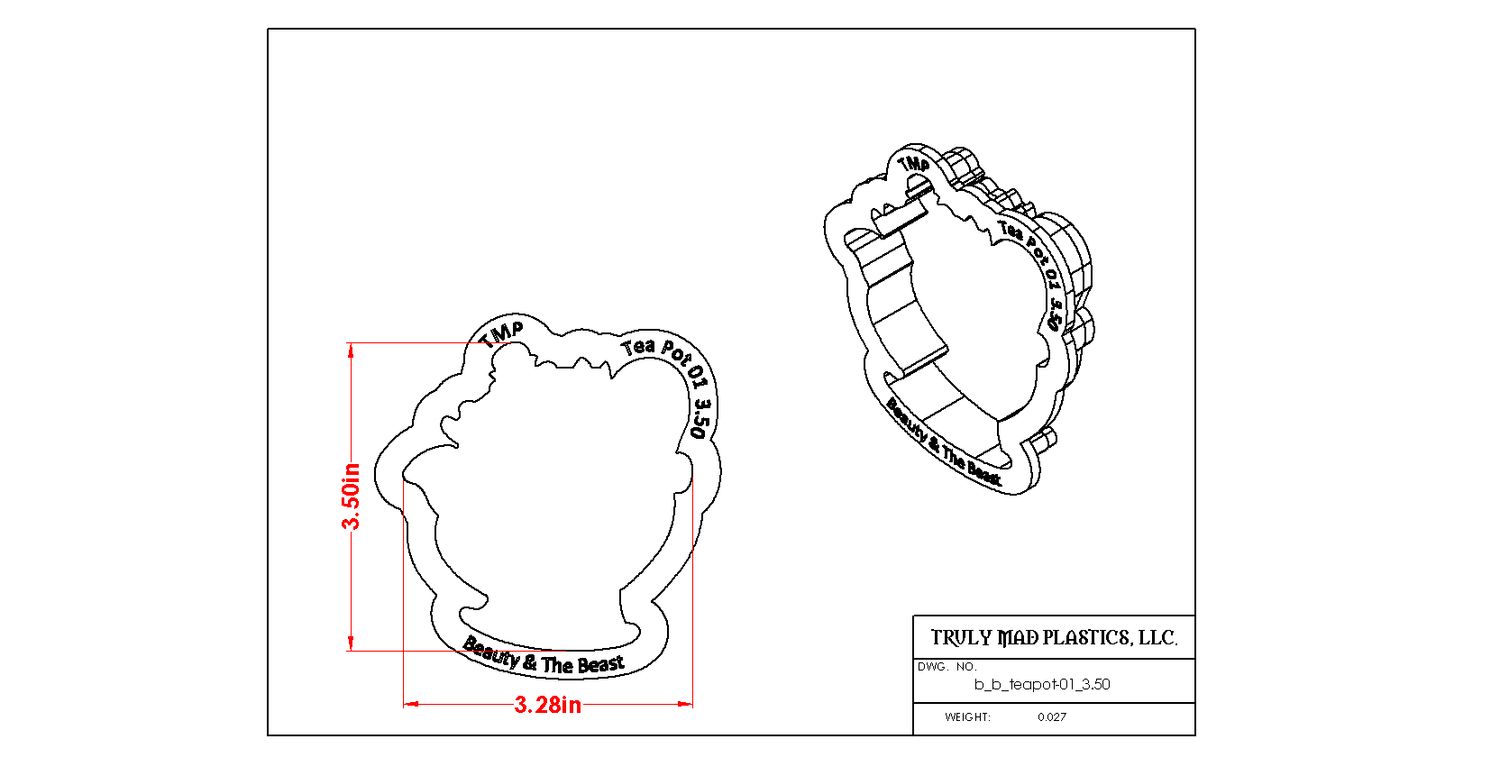 Beauty and the Beast-Teapot 01, Size: 3.50"