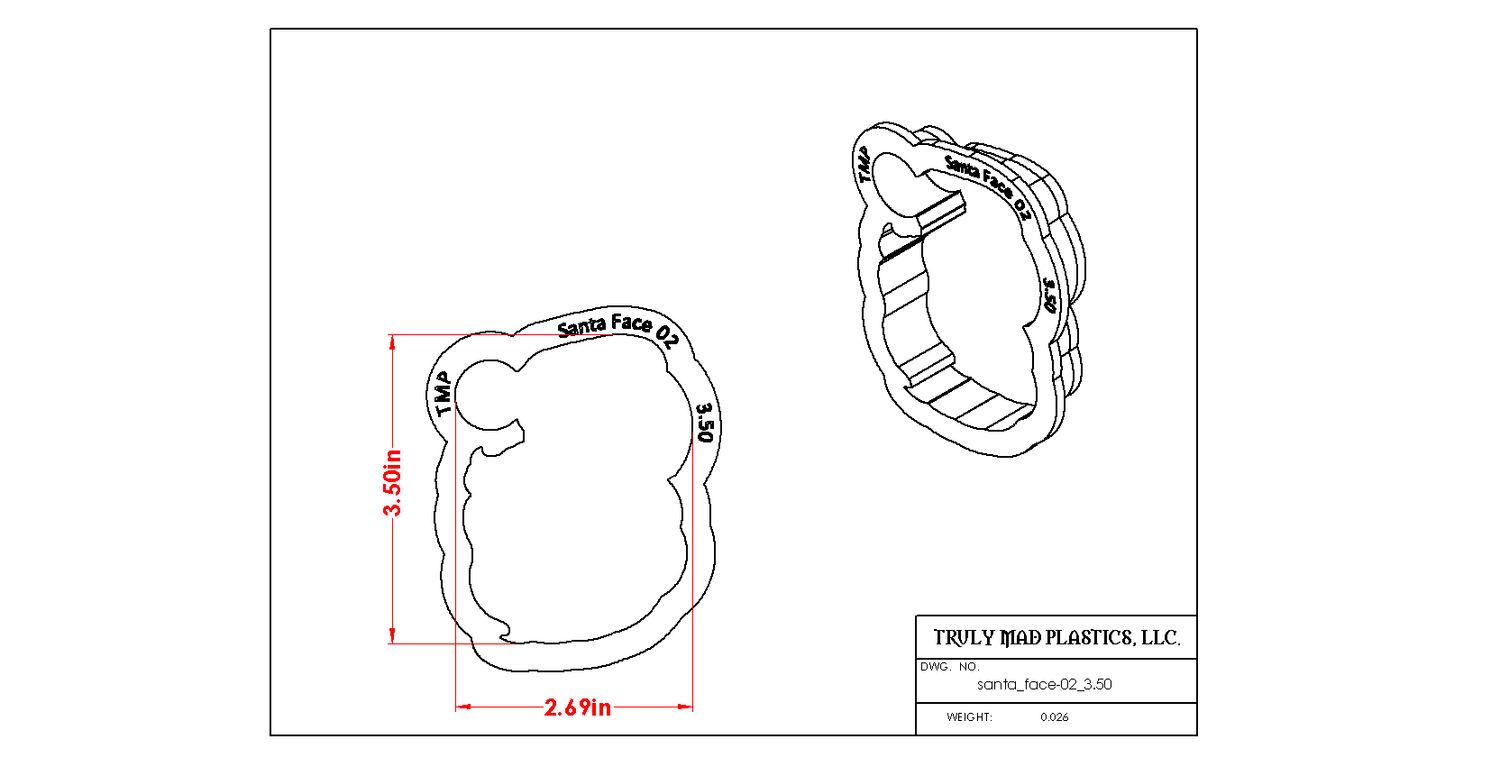 Santa Face 02, Size: 3.50"