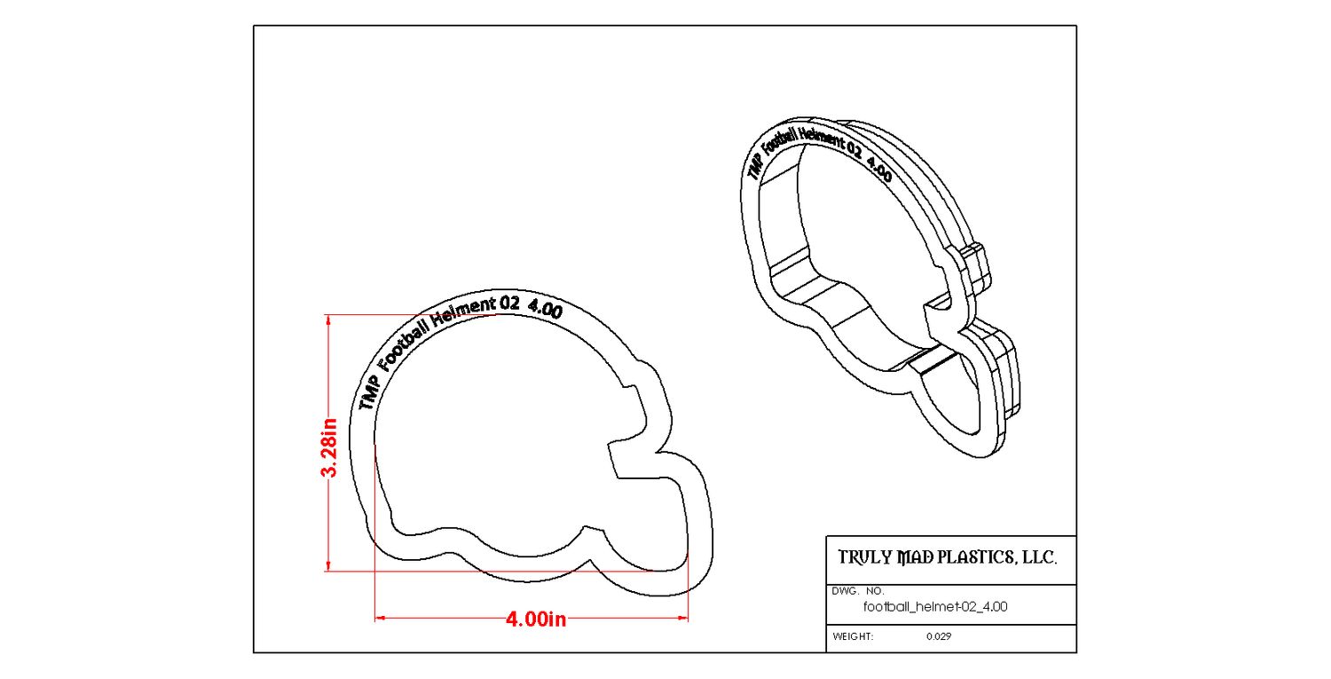 Football Helmet 02, Size: 4.00"