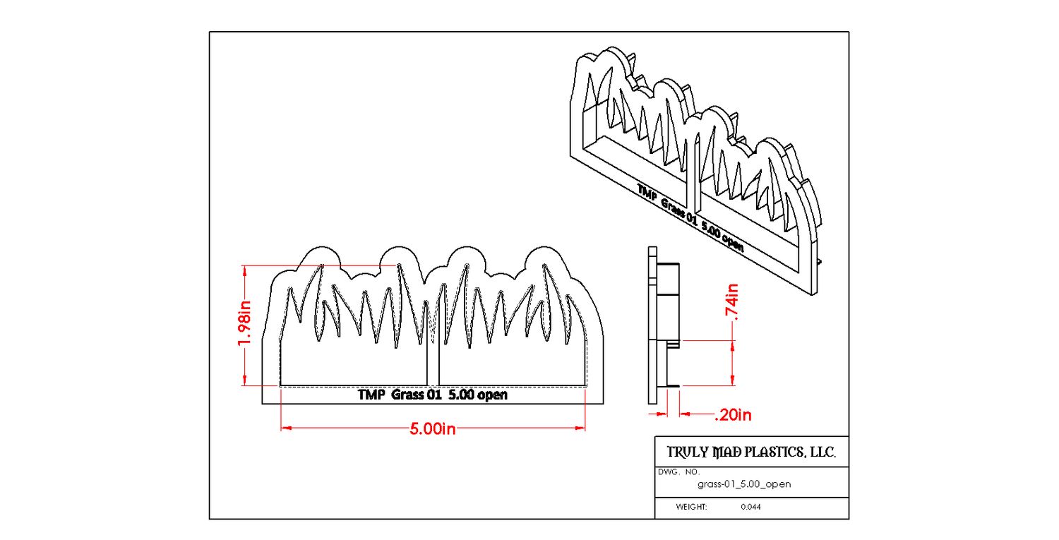 Grass 01 (5.00") open ended fondant