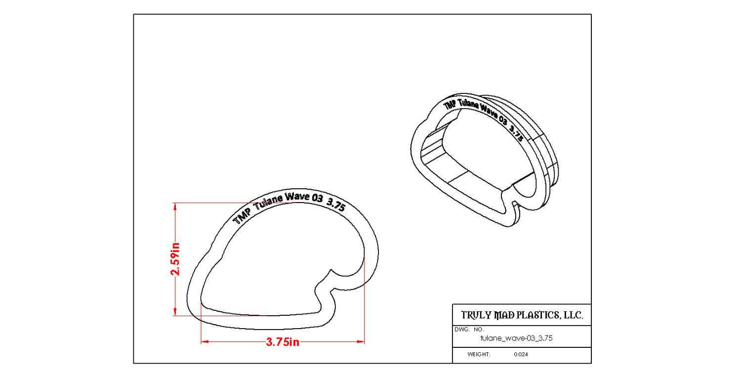Tulane Wave 03, Size: 3.75"
