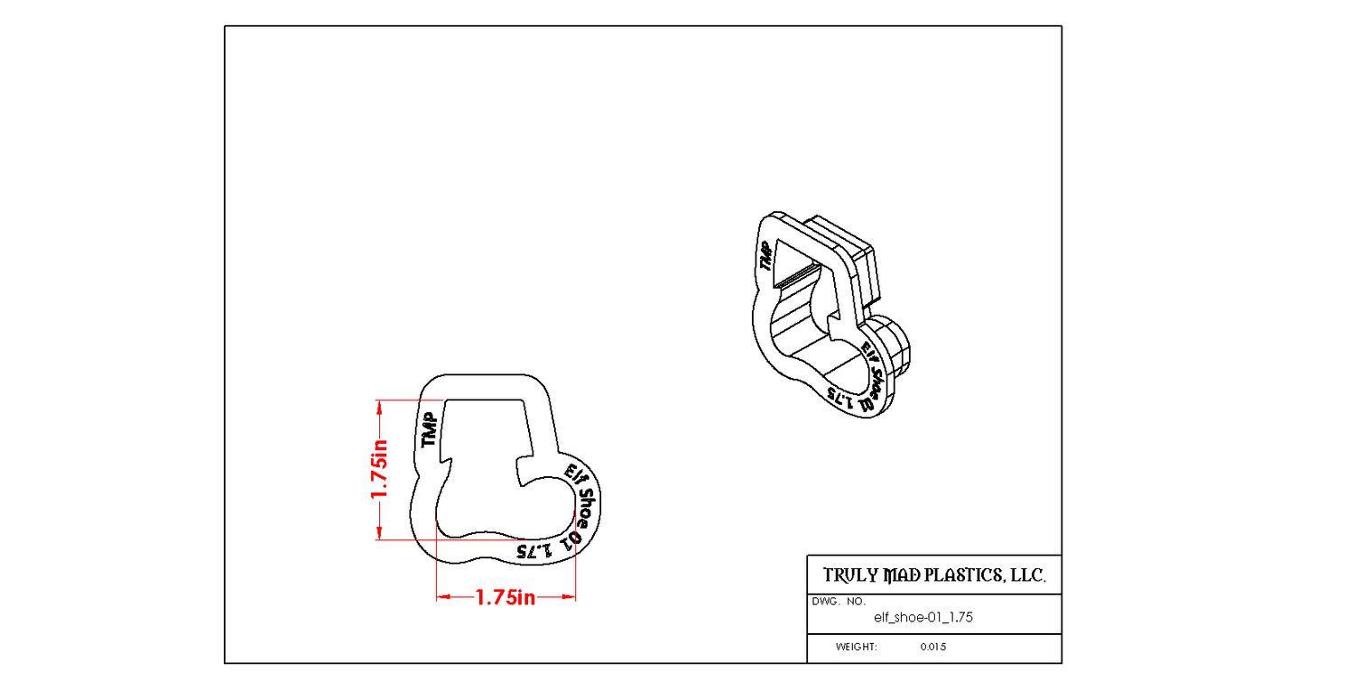 Elf Shoe 01, Size: 1.75" (Mini)